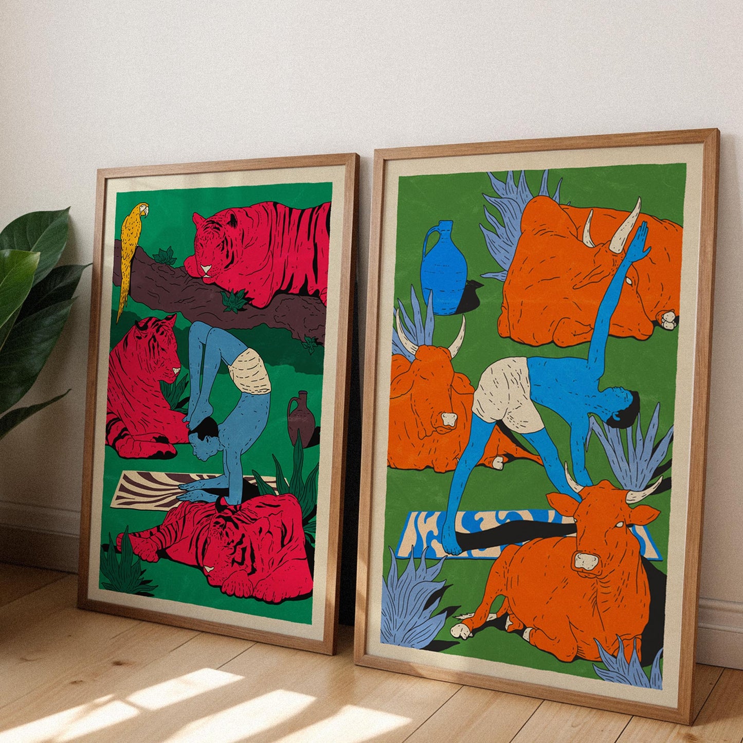 Serene Art Colorful Print Yoga Lifestyle Positive Vibes Artistic Yoga Unique Wall Decor Animal Illustrations Balance and Harmony Eclectic Home Art Yoga Practice Inspiration Whimsical Art Spiritual Journey Motivational Decor Home Sanctuary Vrischikasana Edition Yoga Scorpion Asana Poster