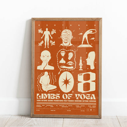 n one of the most influential classical texts on yoga, The Yoga Sutras of Patanjali, you will find the Sanskrit word, Ashtanga, which literally means “eight limbs”. Here Ashtanga Yoga is defined by these 8 limbs as a progressive path to self-realization:

Yama: self-restraints
– Ahimsa – non-harming
– Satya – truthfulness
– Asteya – non-stealing
– Brahmacharya – continence
– Aparigraha – greedlessness or taking only what is necessary

Niyama