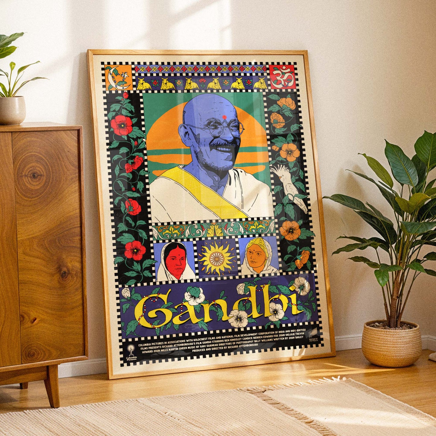 mahatma gandhi alternative film movie poster print ahimsa india wall decor spiritual leader 