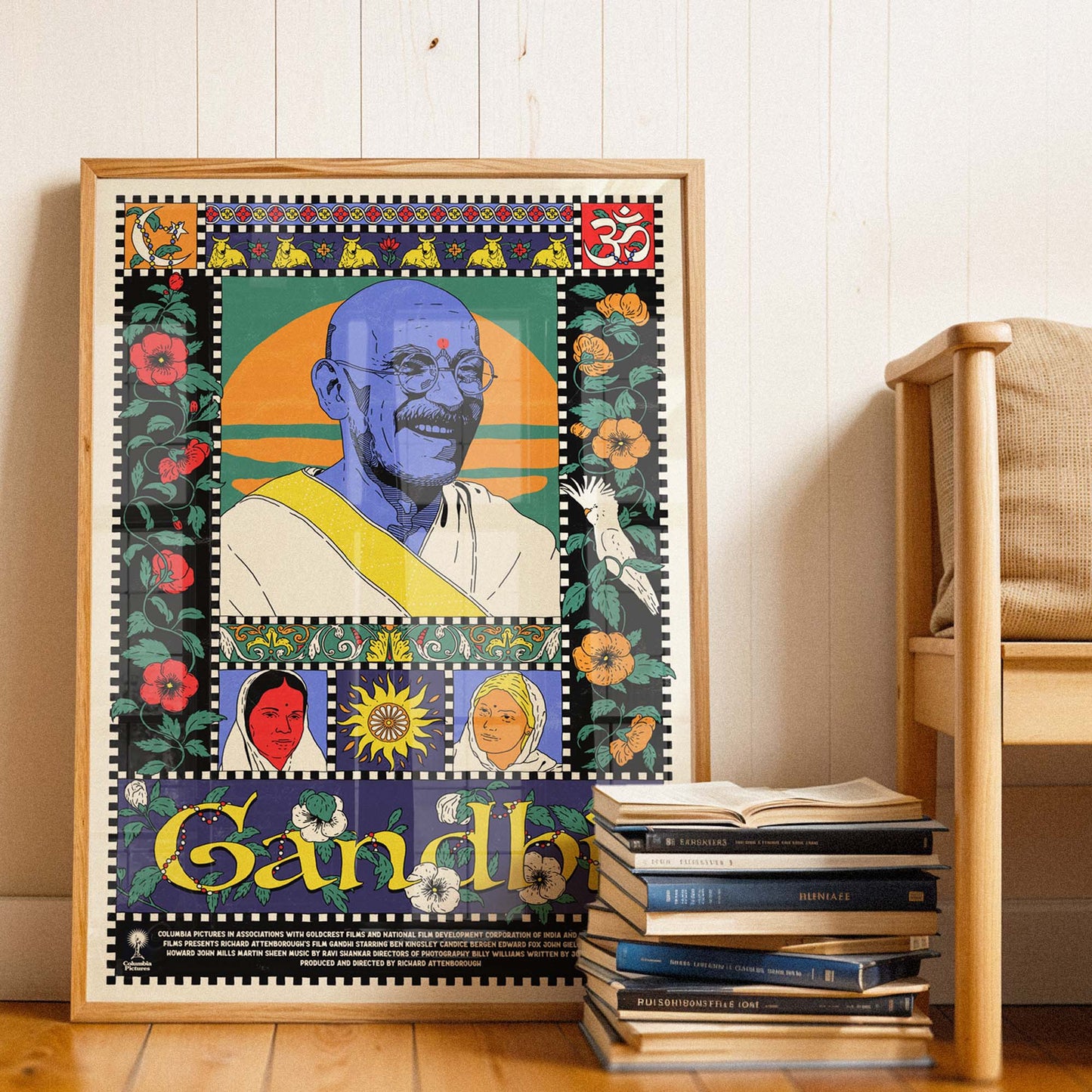 mahatma gandhi alternative film movie poster print ahimsa india wall decor spiritual leader 