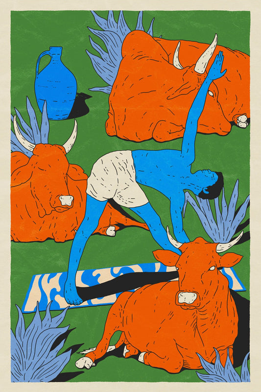 Yoga with Friends (Holy Cows Edition). Large format print